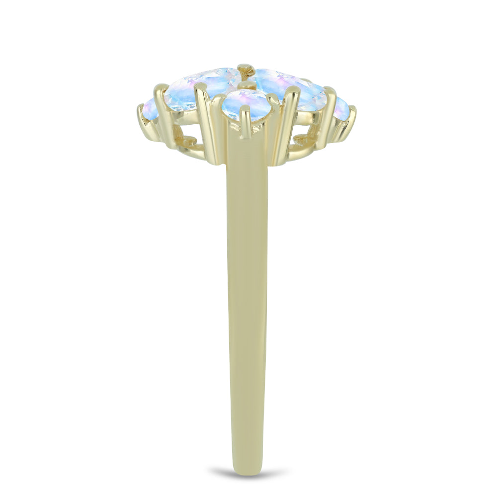 Goldplattierter Silberring mit Regenbogenmondstein