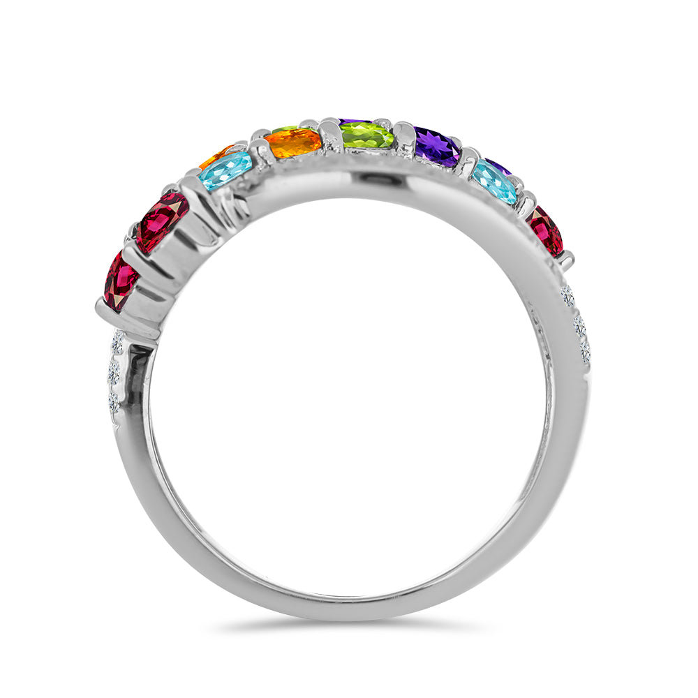 Silberring mit marokkanischem Amethyst und Peridot aus Changbai 2 