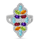 Silberring mit marokkanischem Amethyst und Peridot aus Changbai