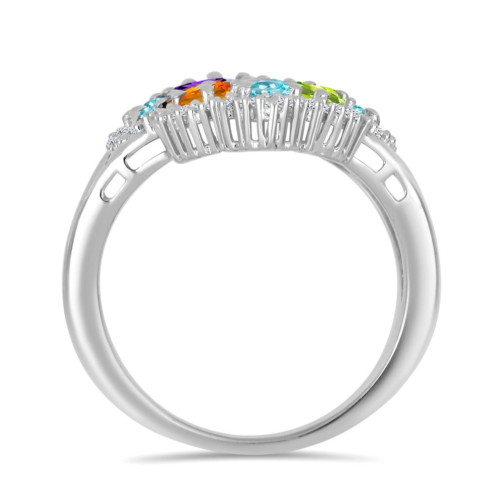 Silberring mit marokkanischem Amethyst und Peridot aus Changbai