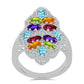 Silberring mit marokkanischem Amethyst und Peridot aus Changbai