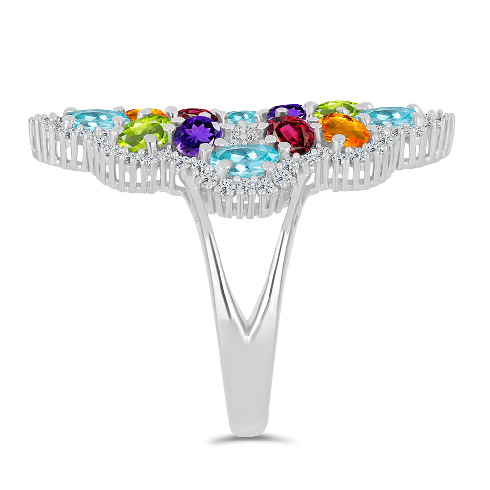 Silberring mit marokkanischem Amethyst und Peridot aus Changbai 4 