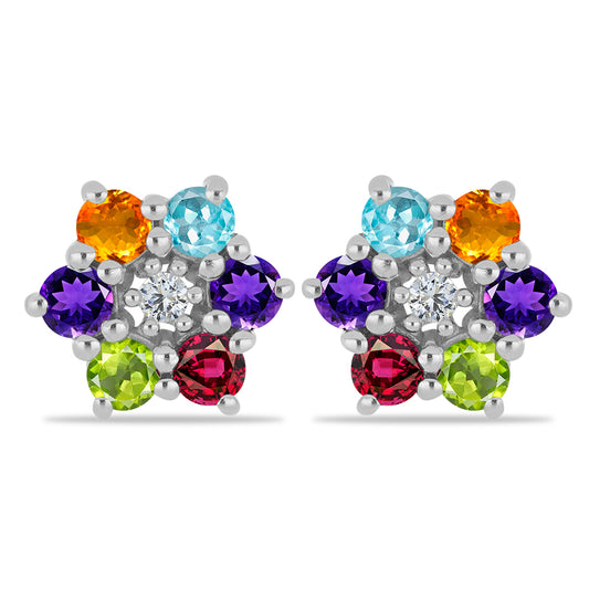 Silberohrringe mit marokkanischem Amethyst und Peridot aus Changbai