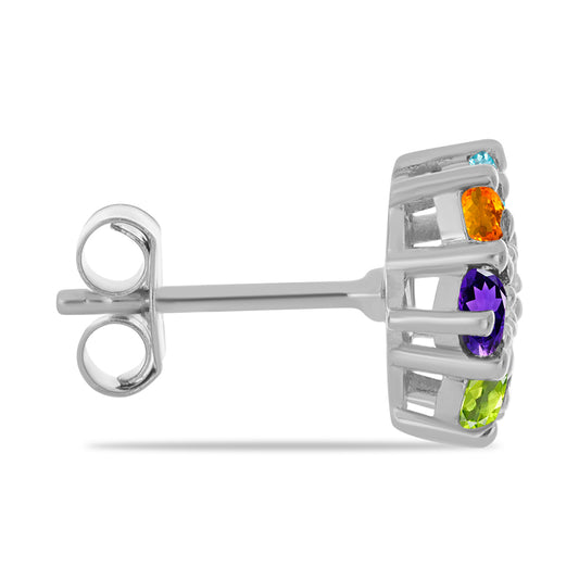 Silberohrringe mit marokkanischem Amethyst und Peridot aus Changbai