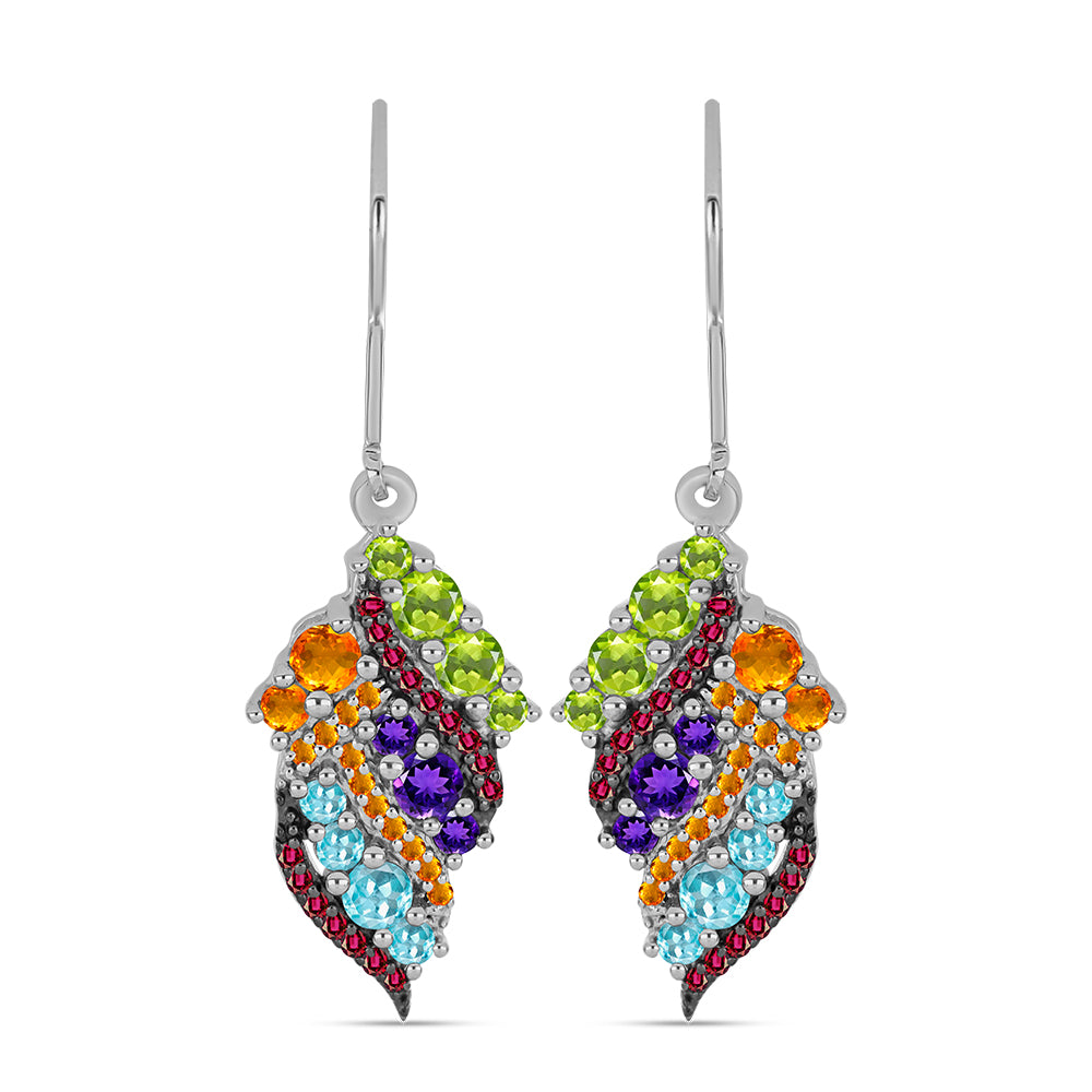 Silberohrringe mit marokkanischem Amethyst und Peridot aus Changbai