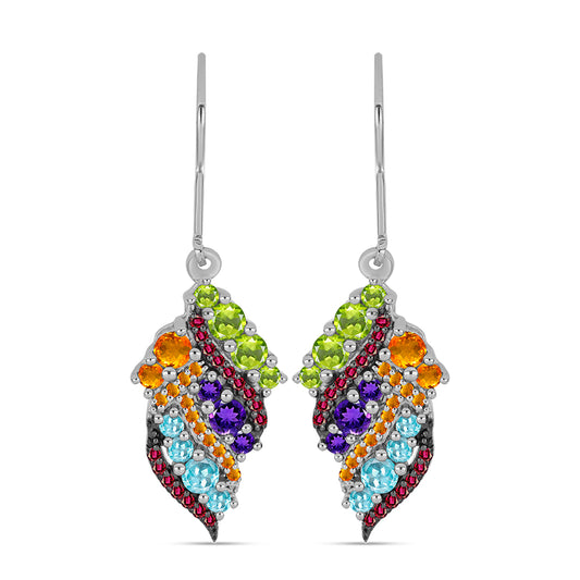 Silberohrringe mit marokkanischem Amethyst und Peridot aus Changbai