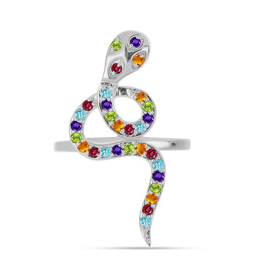 Silberring mit marokkanischem Amethyst und Zitrin aus dem Ural