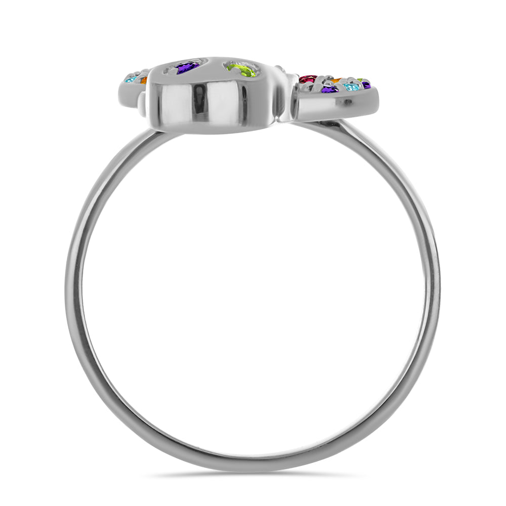 Silberring mit marokkanischem Amethyst und Zitrin aus dem Ural 2 