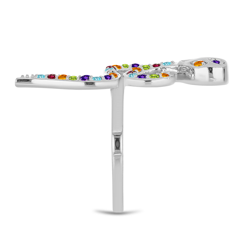 Silberring mit marokkanischem Amethyst und Zitrin aus dem Ural 4 