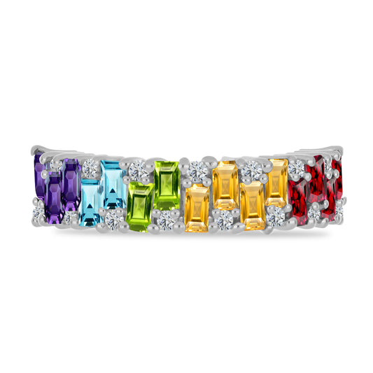 Silberring mit marokkanischem Amethyst und Peridot aus Changbai