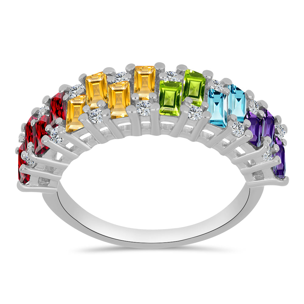 Silberring mit marokkanischem Amethyst und Peridot aus Changbai 1 