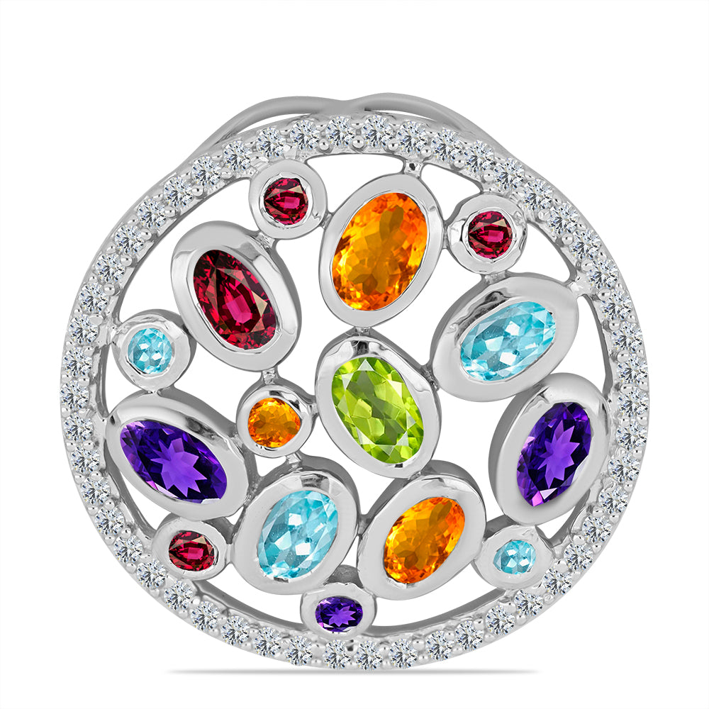 Silberanhänger mit marokkanischem Amethyst und Peridot aus Changbai