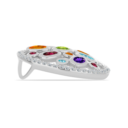Silberanhänger mit marokkanischem Amethyst und Peridot aus Changbai