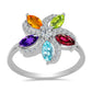 Silberring mit marokkanischem Amethyst und Peridot aus Changbai