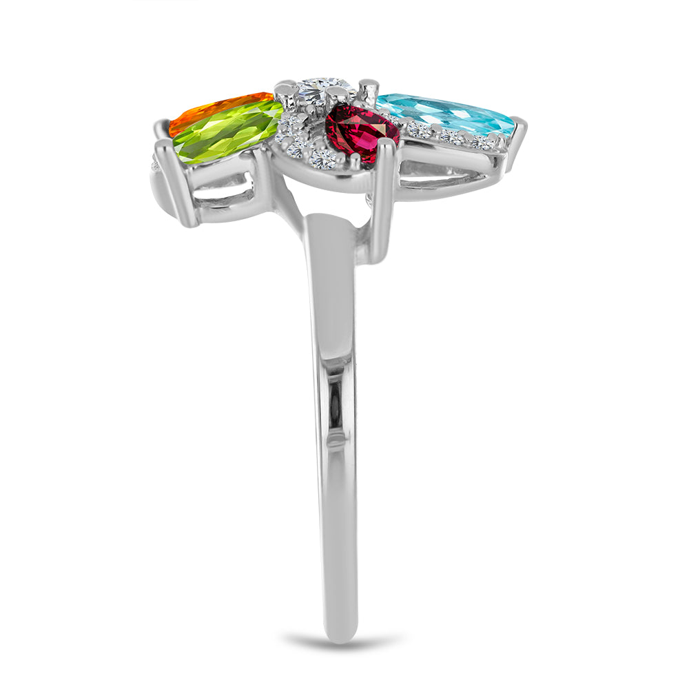 Silberring mit marokkanischem Amethyst und Peridot aus Changbai