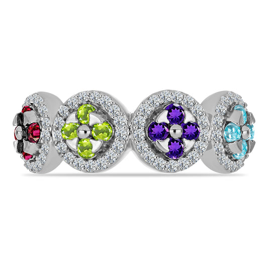 Silberring mit marokkanischem Amethyst und Peridot aus Changbai