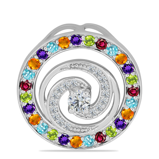 Silberanhänger mit marokkanischem Amethyst und goldfarbenem Rio Zitrin