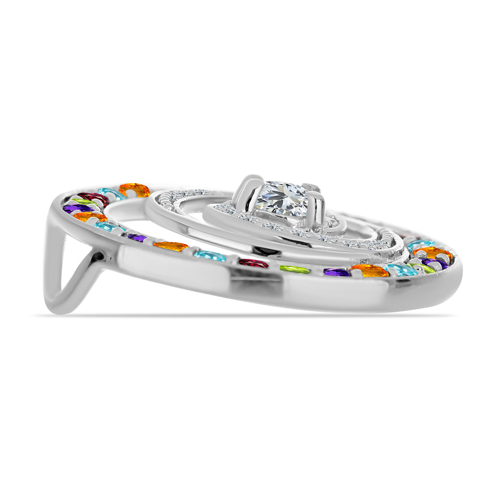 Silberanhänger mit marokkanischem Amethyst und goldfarbenem Rio Zitrin 2 