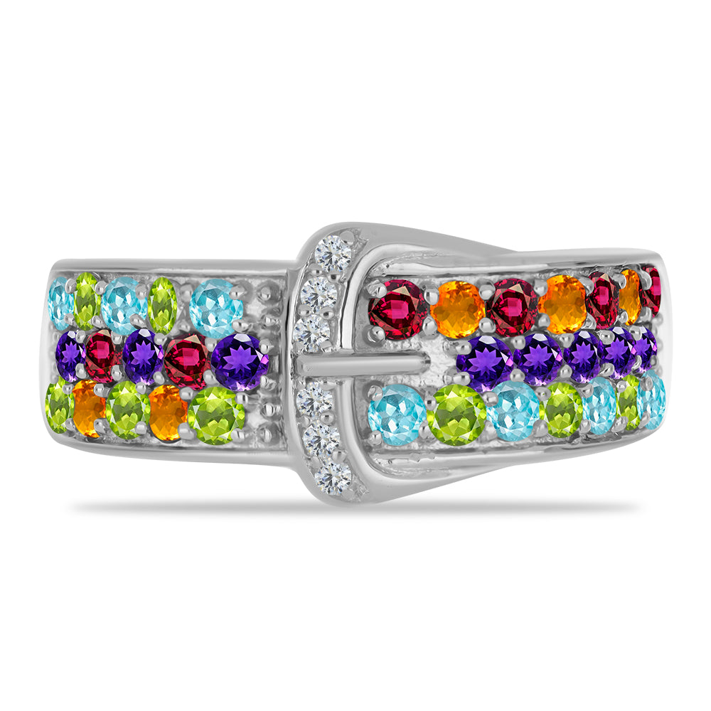 Silberring mit marokkanischem Amethyst und Peridot aus Changbai 1 