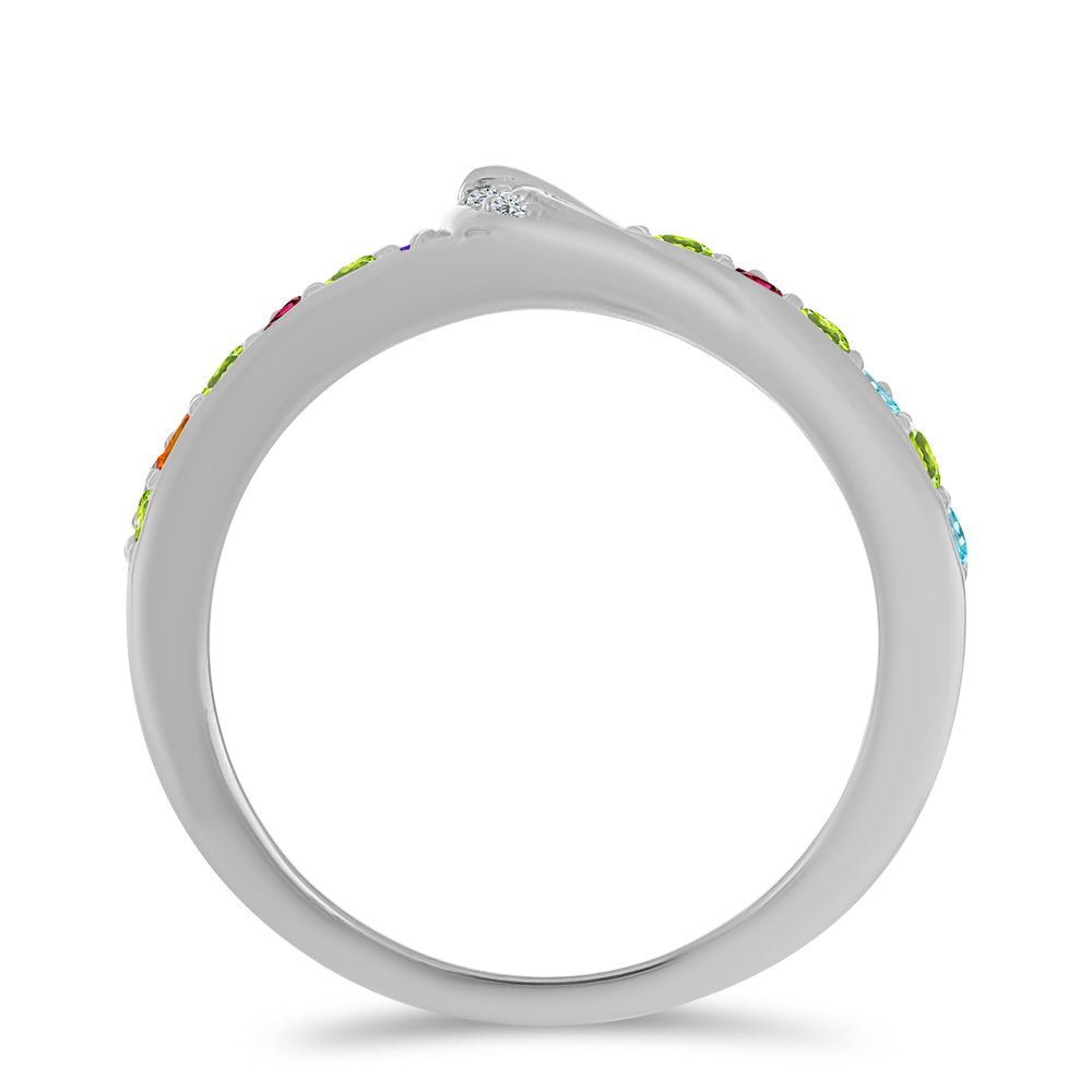 Silberring mit marokkanischem Amethyst und Peridot aus Changbai