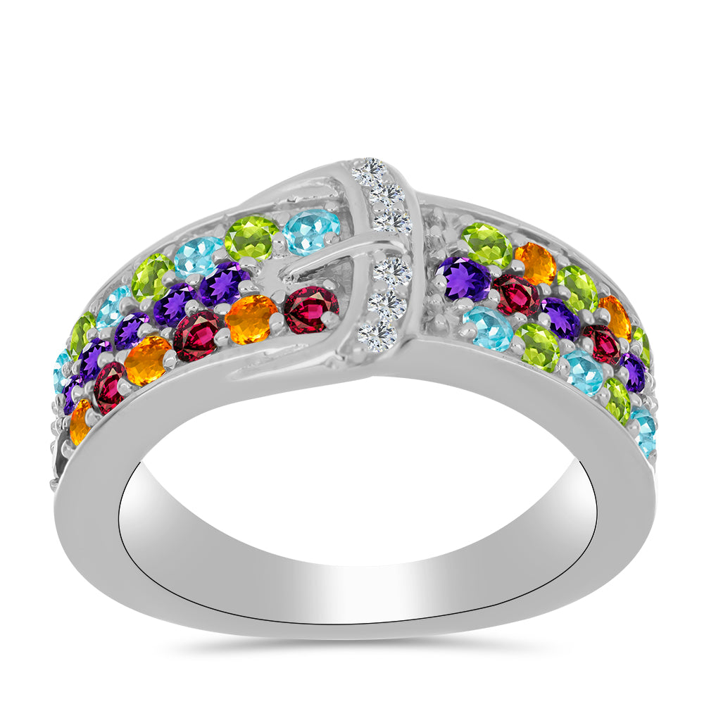 Silberring mit marokkanischem Amethyst und Peridot aus Changbai 3 