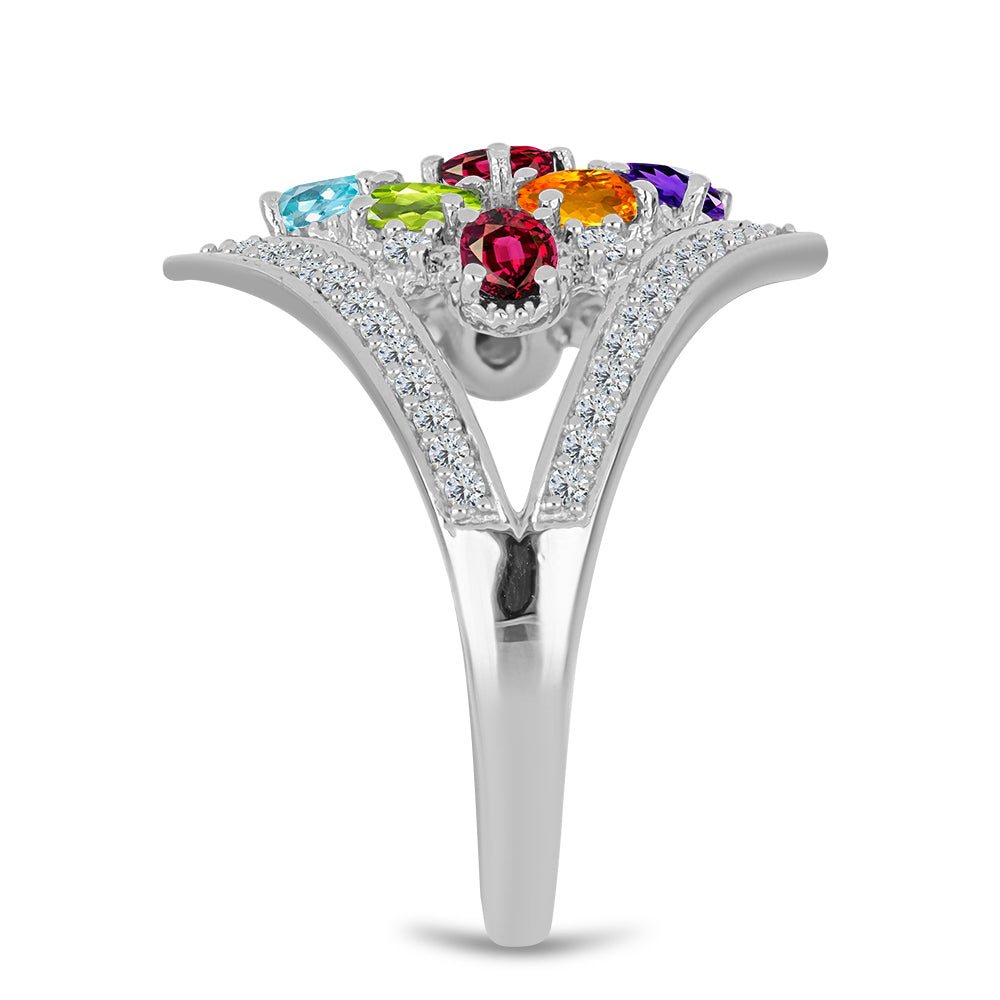 Silberring mit marokkanischem Amethyst und Peridot aus Changbai 4 