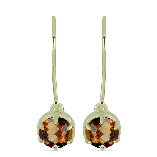 Goldplattierte Silberohrringe mit Cognac-Quarz
