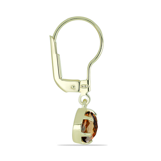 Goldplattierte Silberohrringe mit Cognac-Quarz