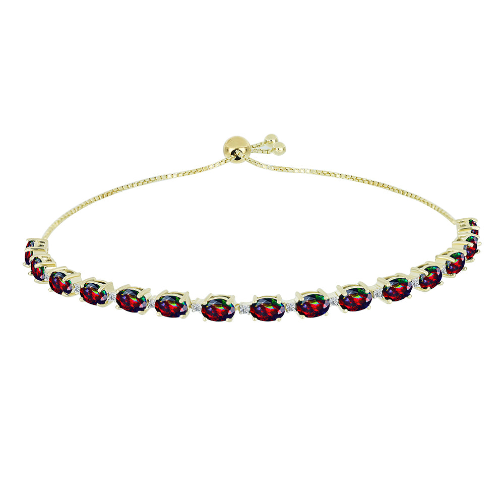 Goldplattiertes Silberarmband mit mitternachtsschwarzem äthiopischen Opal aus Lega Dembi und weißem Topas