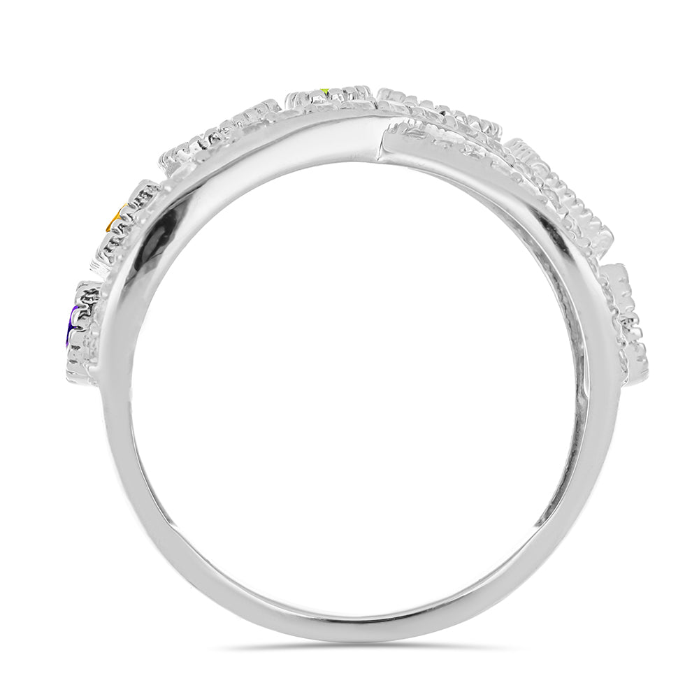 Silberring mit marokkanischem Amethyst und Peridot aus Changbai 2 