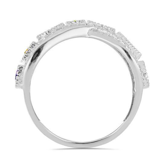 Silberring mit marokkanischem Amethyst und Peridot aus Changbai