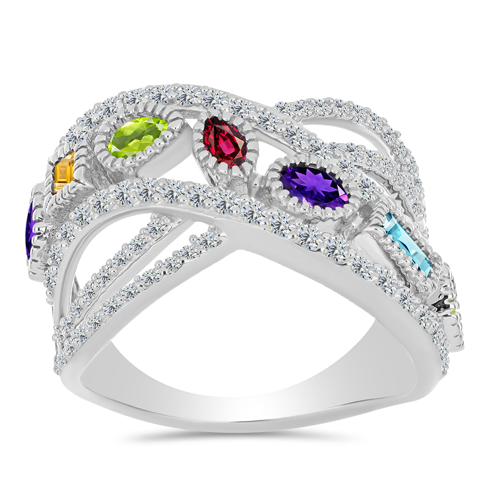 Silberring mit marokkanischem Amethyst und Peridot aus Changbai 3 