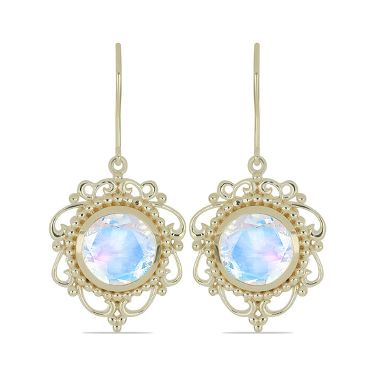 Goldplattierte Silberohrringe mit Regenbogenmondstein