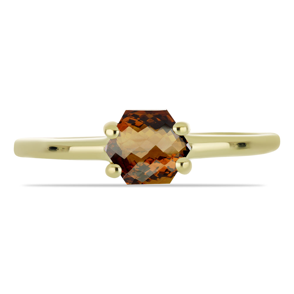 Goldplattierter Silberring mit Cognac-Quarz 1 