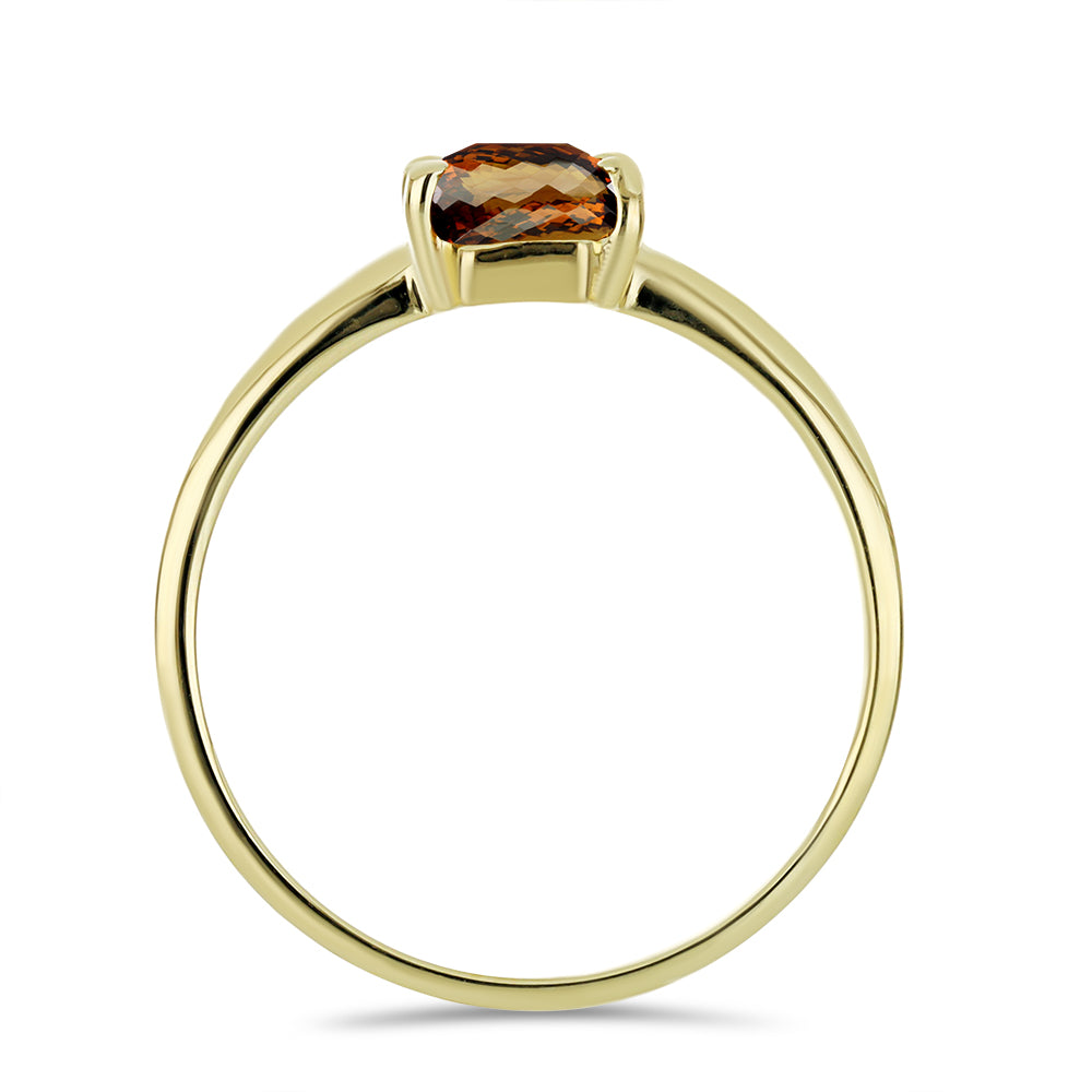 Goldplattierter Silberring mit Cognac-Quarz 2 