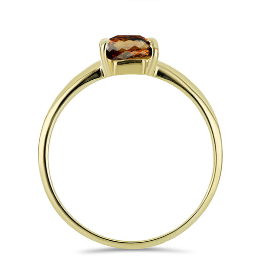 Goldplattierter Silberring mit Cognac-Quarz