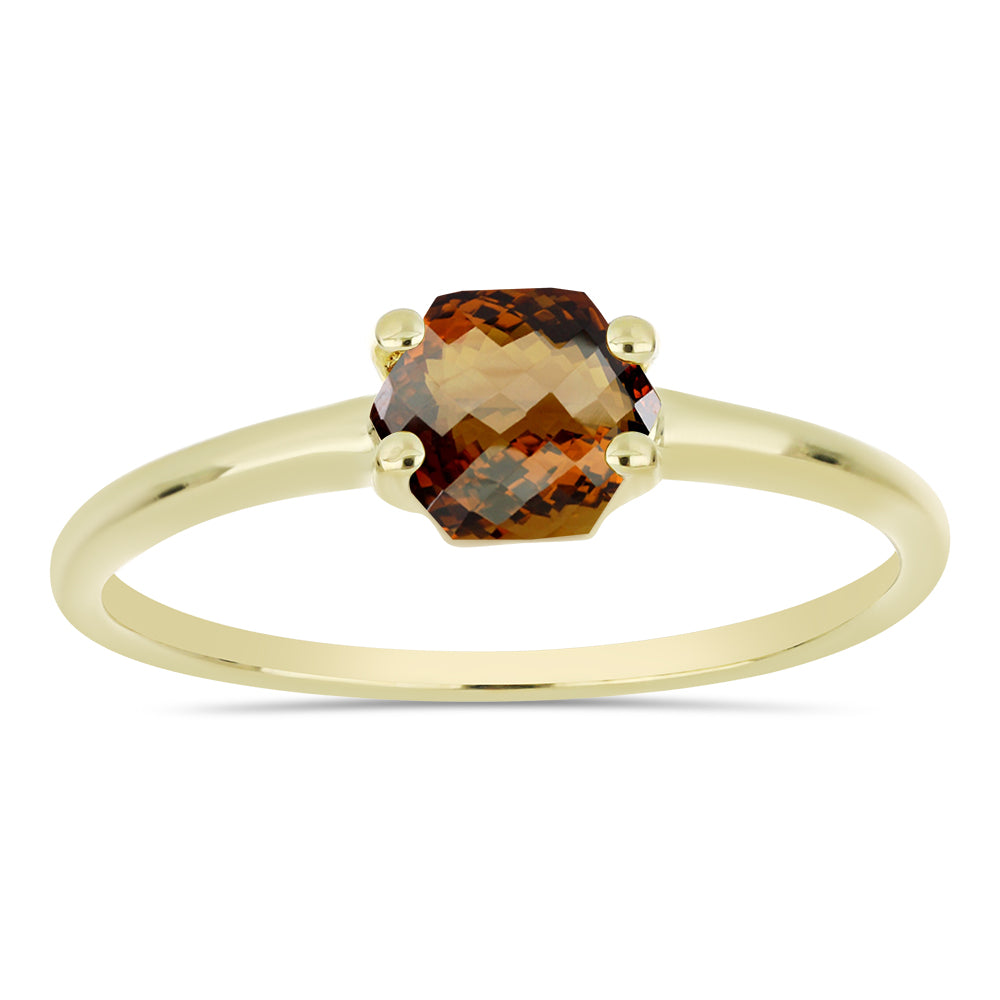 Goldplattierter Silberring mit Cognac-Quarz 3 