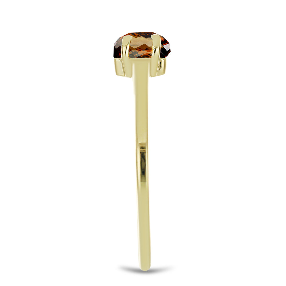 Goldplattierter Silberring mit Cognac-Quarz