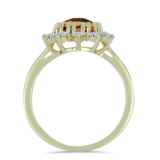 Goldplattierter Silberring mit Cognac-Quarz und weißem Topas