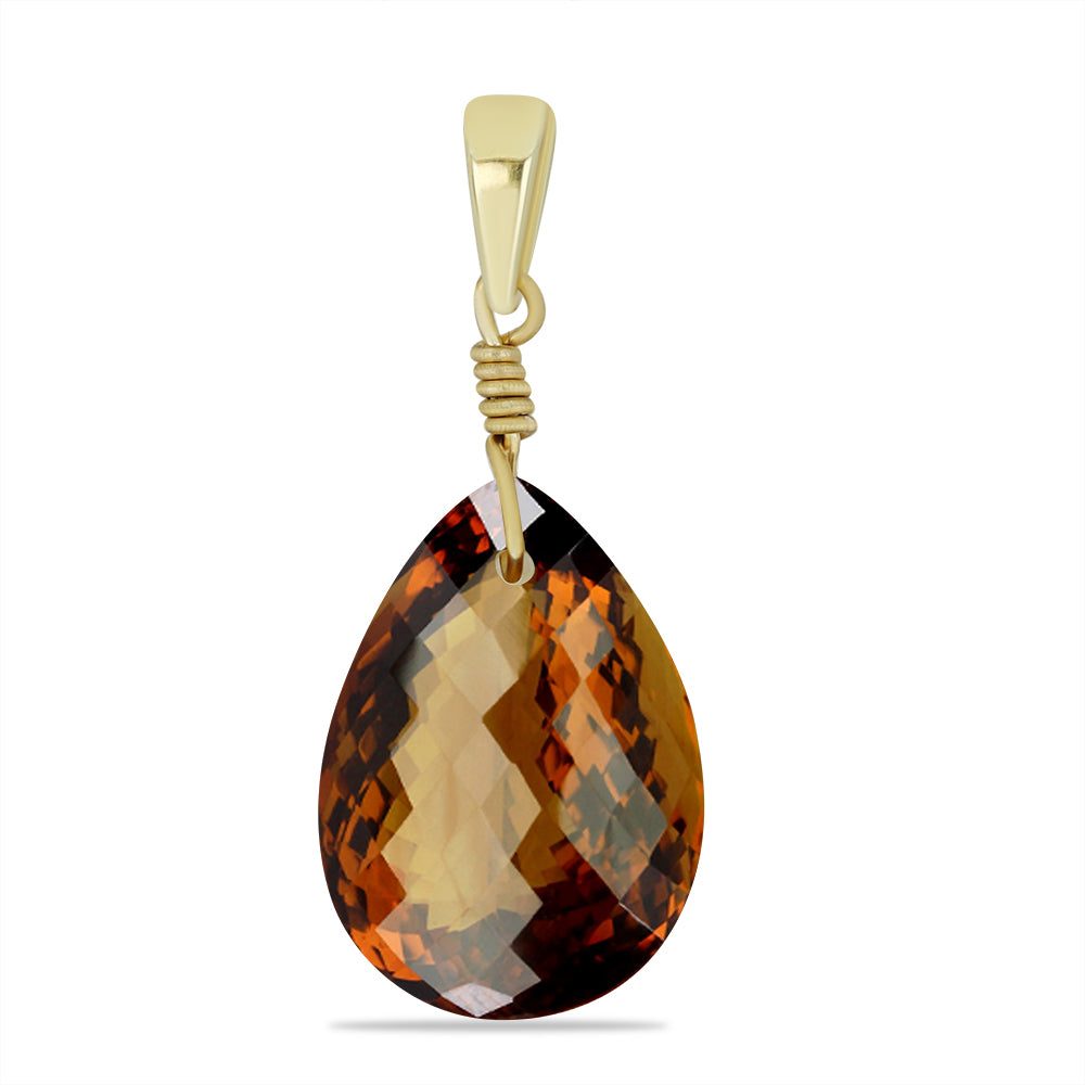 Goldplattierter Silberanhänger mit Cognac-Quarz 1 