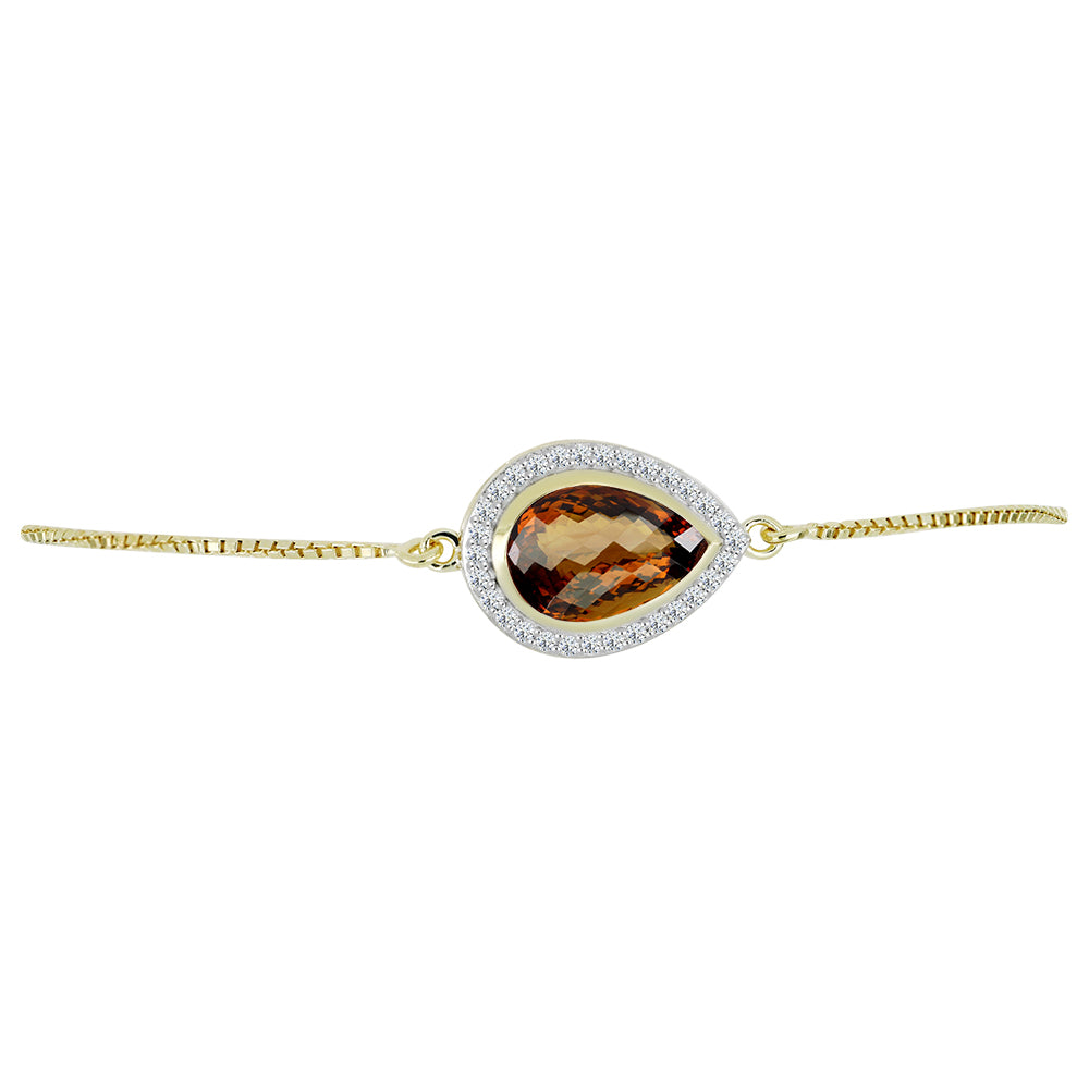 Goldplattiertes Silberarmband mit Cognac-Quarz und weißem Topas 2 