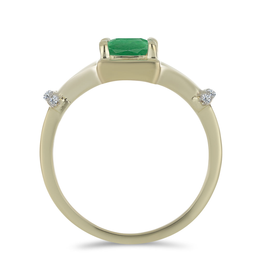 Goldplattierter Silberring mit brasilianischem Smaragd und weißem Topas