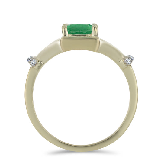 Goldplattierter Silberring mit brasilianischem Smaragd und weißem Topas