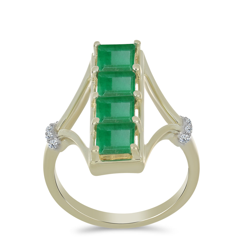 Goldplattierter Silberring mit brasilianischem Smaragd und weißem Topas 3 