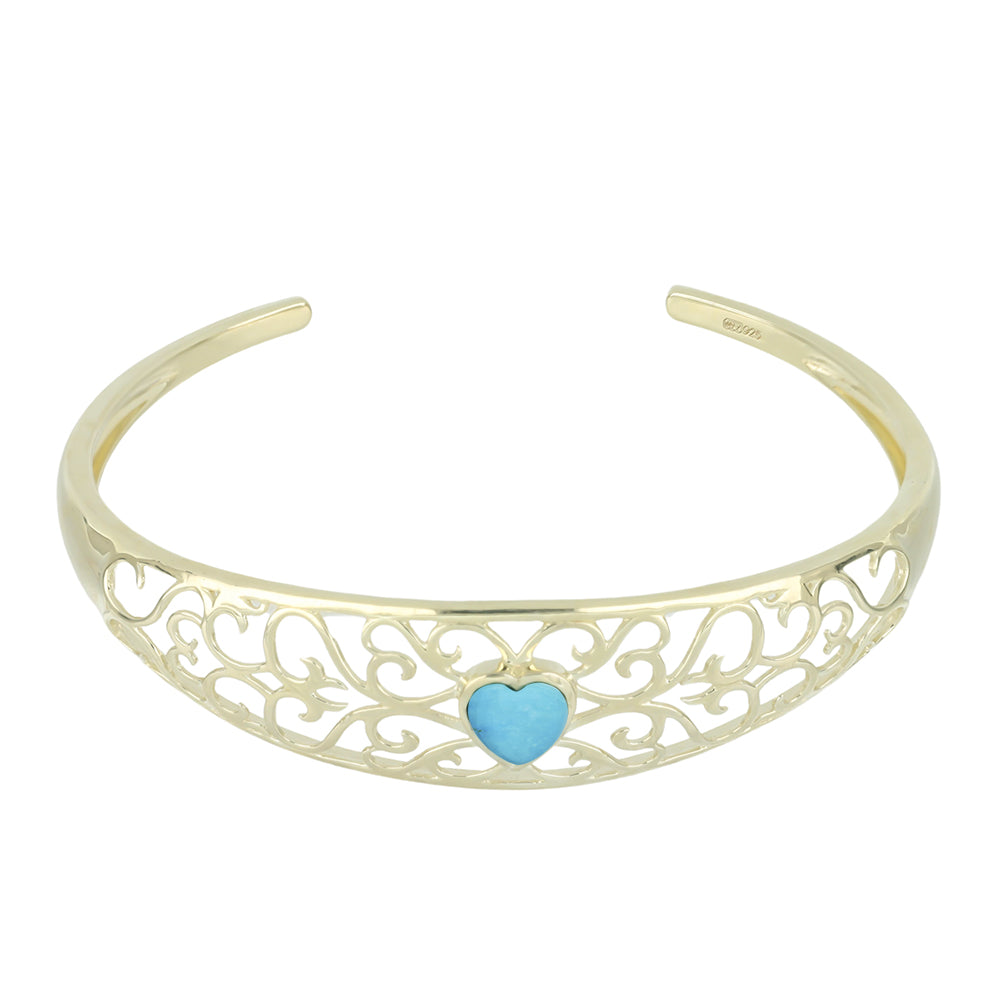 Goldplattierter Silberarmreif mit Dornröschen Türkis