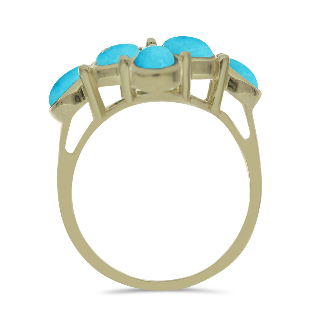 Goldplattierter Silberring mit Dornröschen Türkis