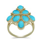Goldplattierter Silberring mit Dornröschen Türkis