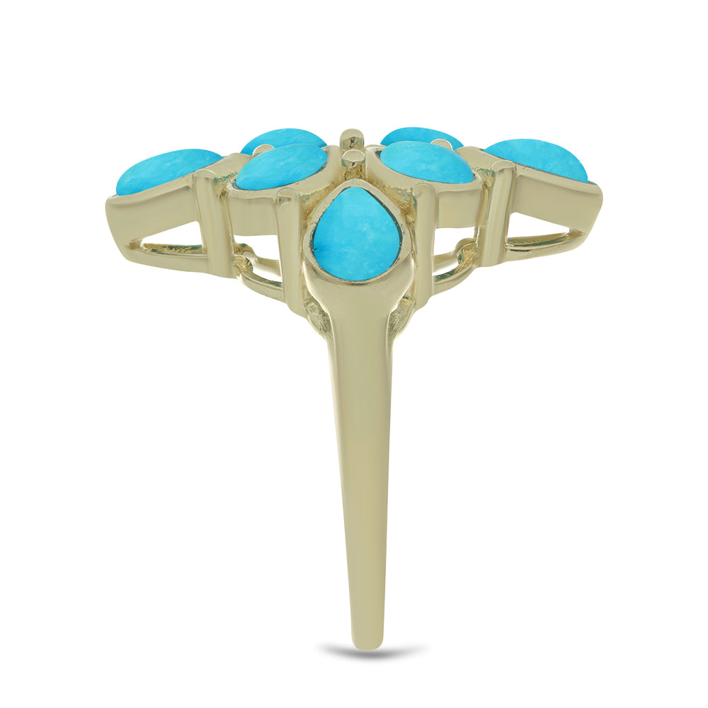 Goldplattierter Silberring mit Dornröschen Türkis