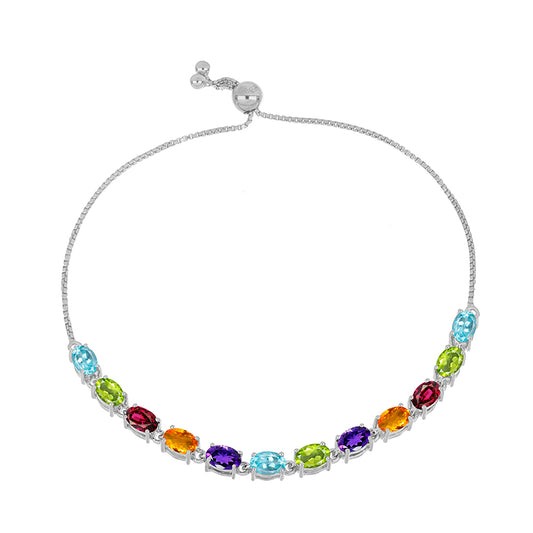 Silberarmband mit marokkanischem Amethyst und Peridot aus Changbai