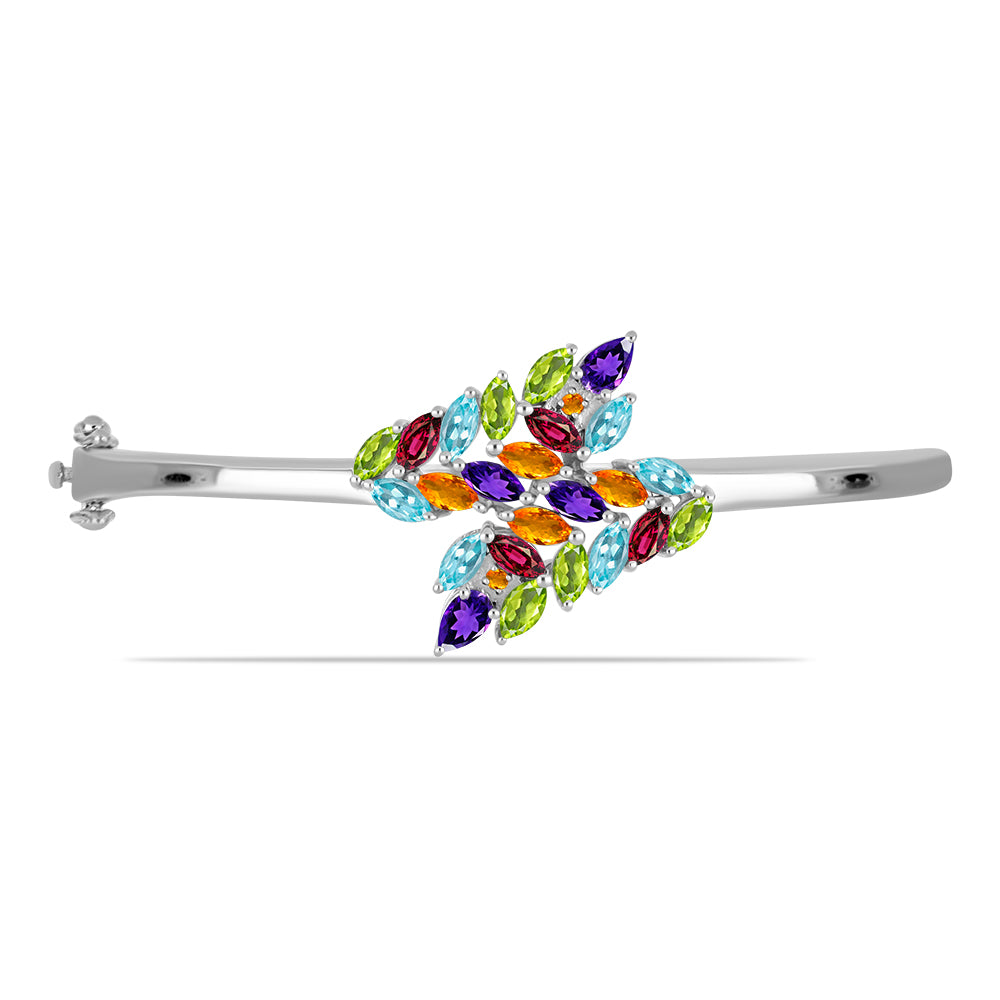 Silberarmreif mit marokkanischem Amethyst und goldfarbenem Rio Zitrin 2 